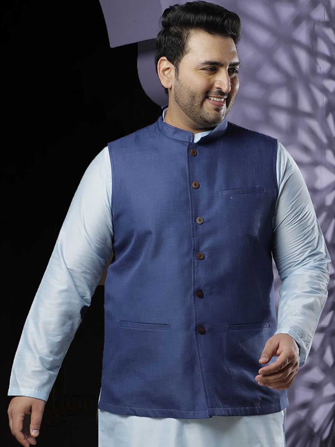 

Sztori Woven Nehru Jacket, Navy blue