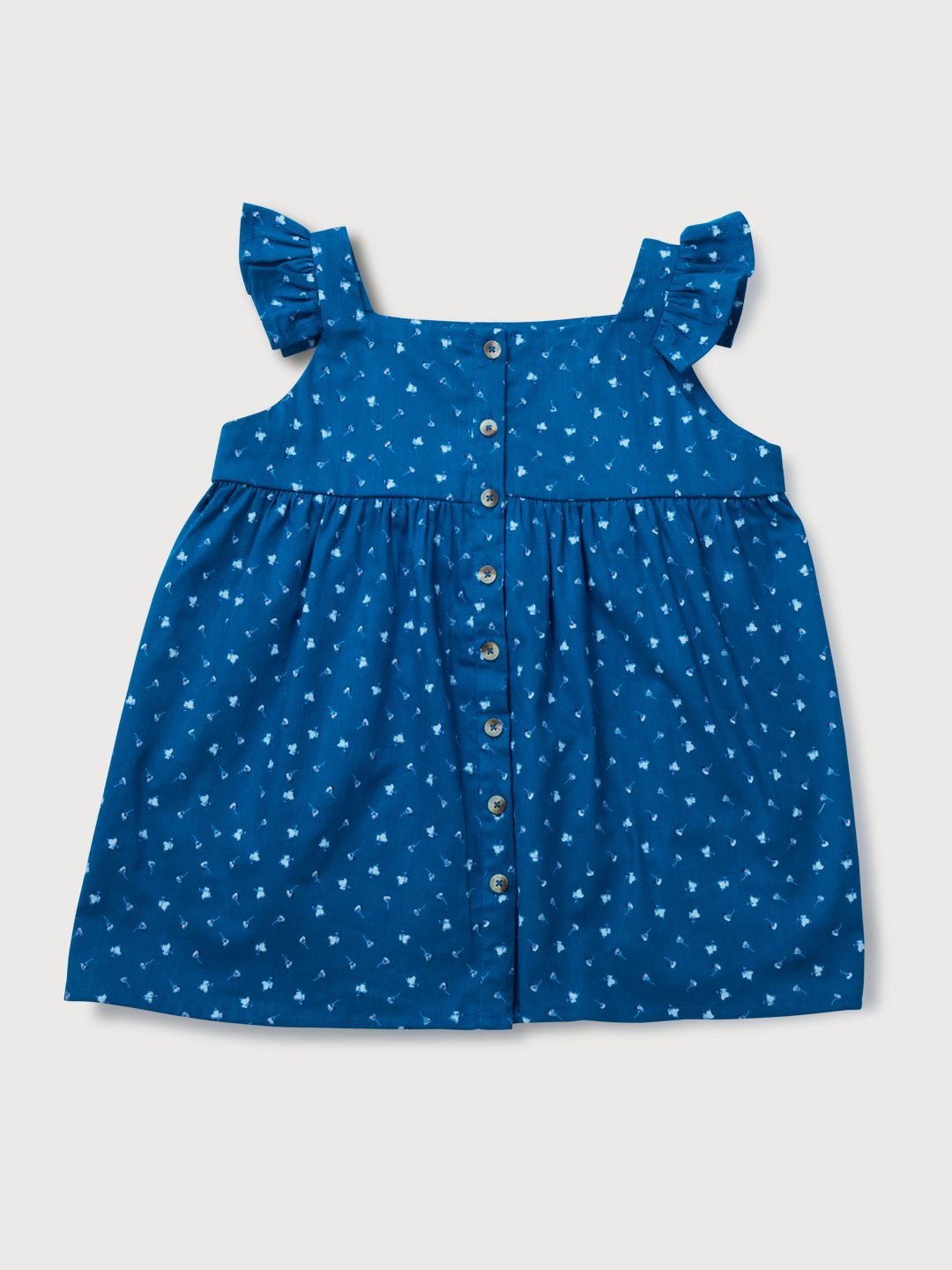 

Gini and Jony Girls Floral Printed Square Neck Cotton Top, Blue