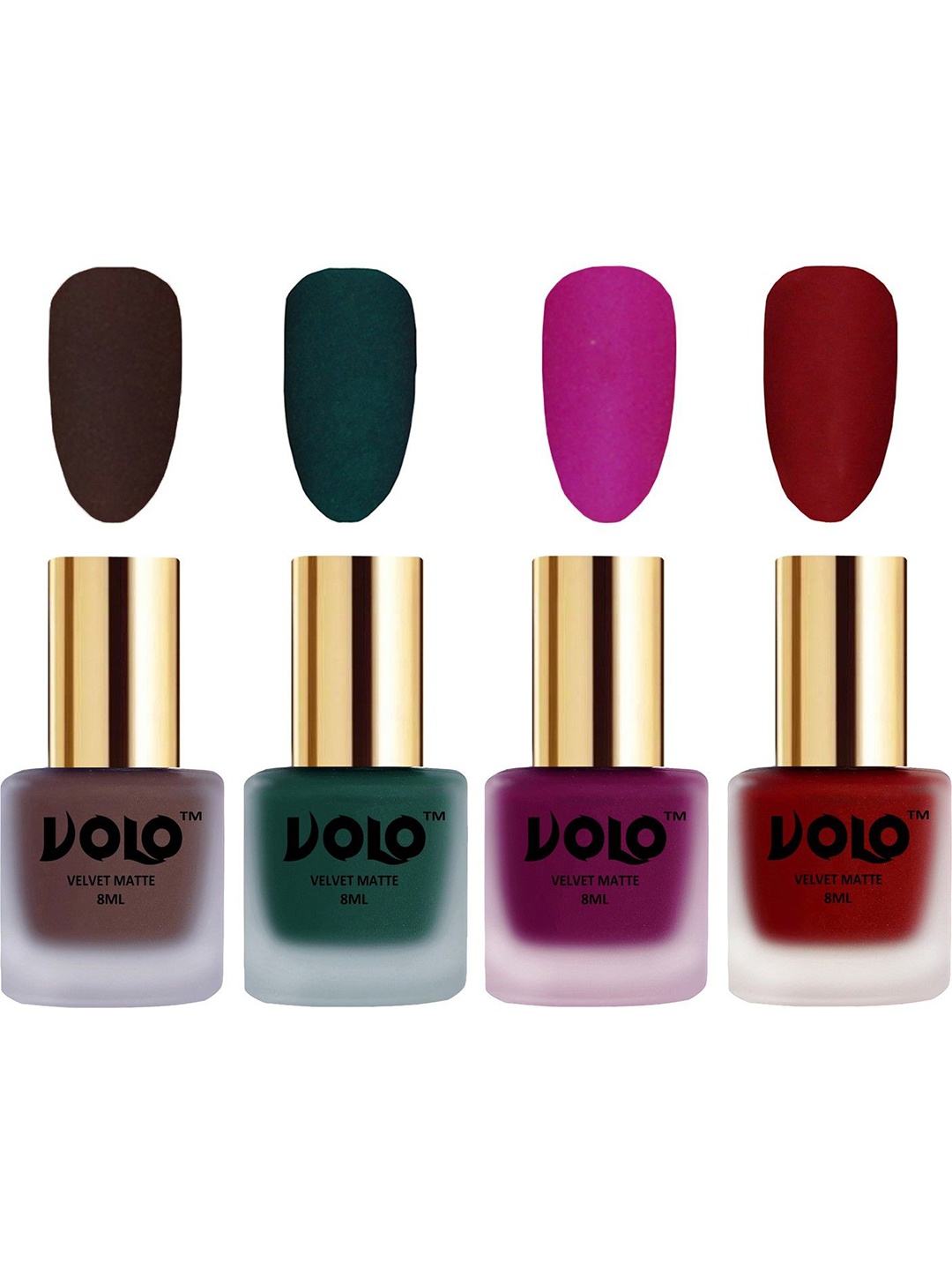 

VOLO Set Of 4 Velvet Matte Nail Polish- 8 ml Each- Shade- 2-12-14 -22, Multi