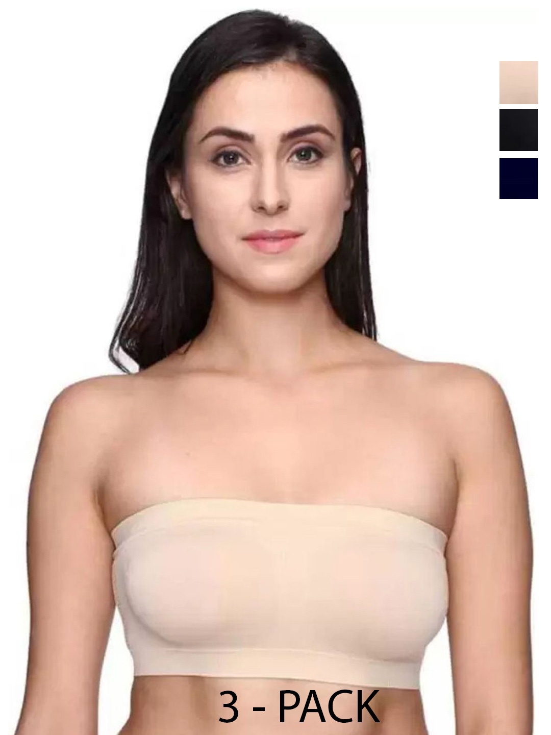 

ComfyStyle Pack of 3 Full Coverage Strapless Bra, Beige