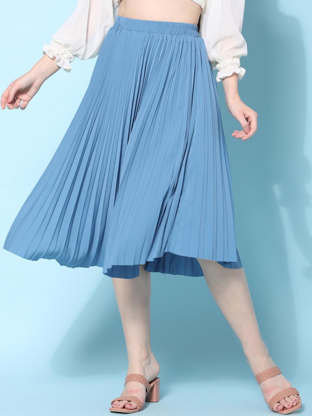 

NE STYLE Women A-Line Midi Skirt, Blue