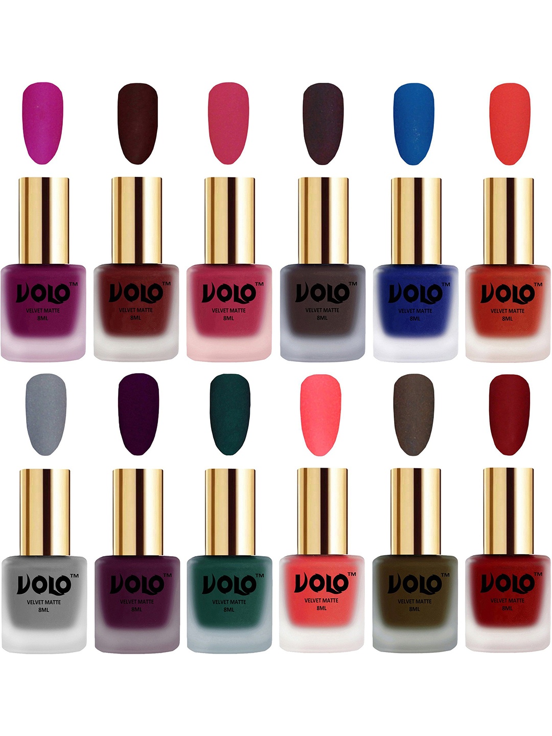 

VOLO Set Of 12 Velvet Matte Nail Polish - 8 ml Each, Magenta