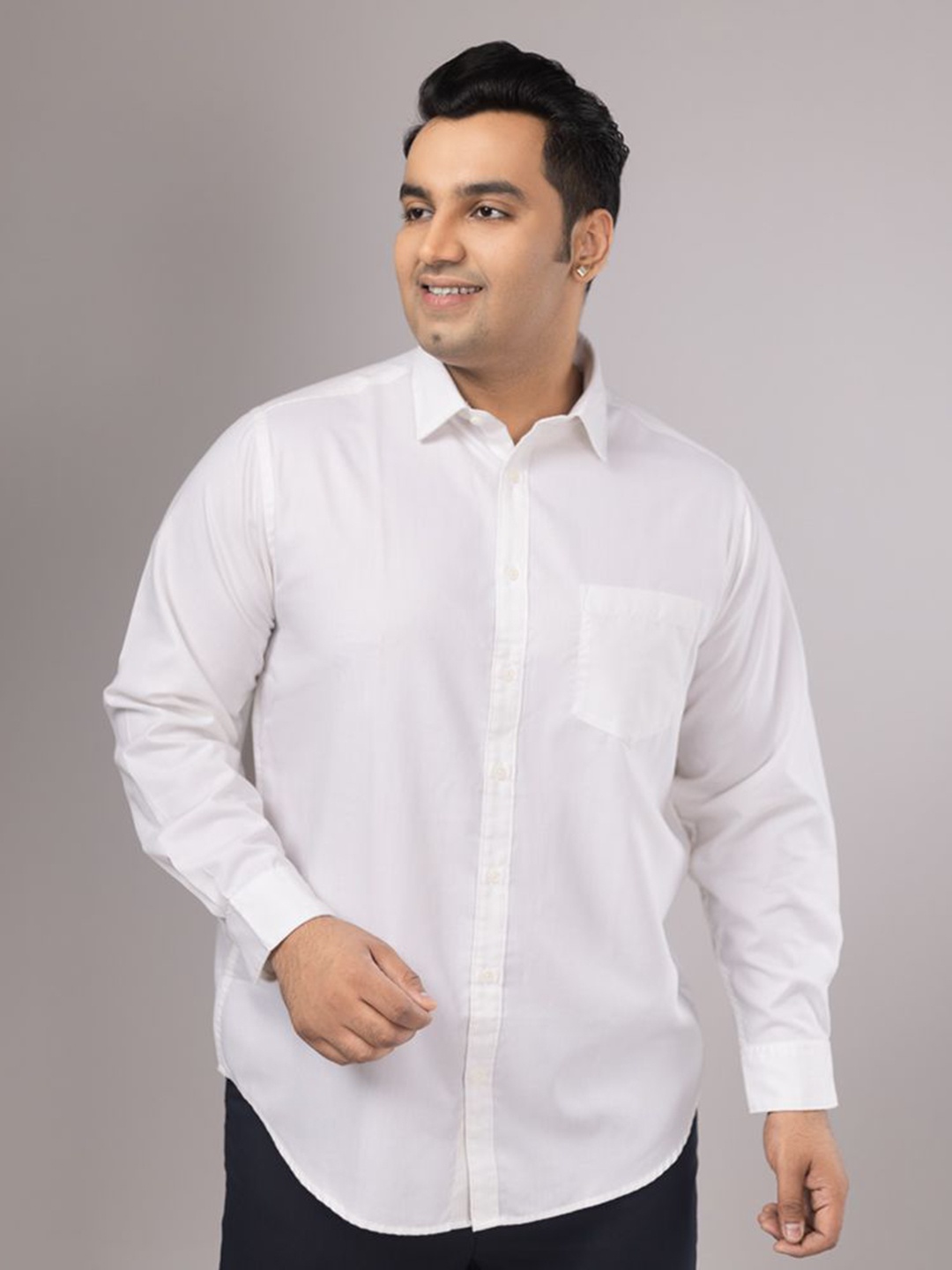

Sizeupp Men Comfort Spread Collar Solid Cotton Formal Shirt, White