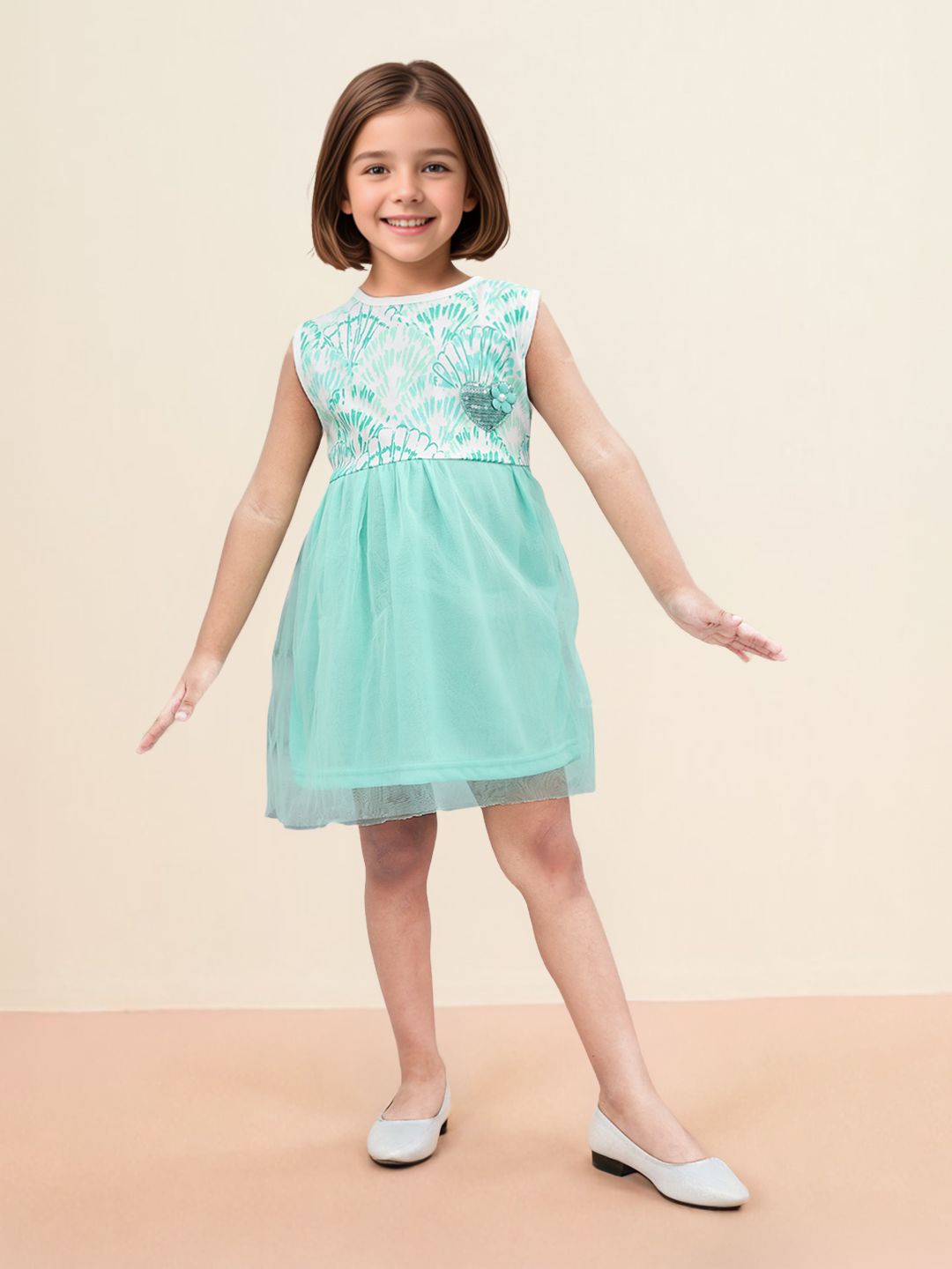 

Toonyport Girls Abstract Printed Fit & Flare Dress, Sea green