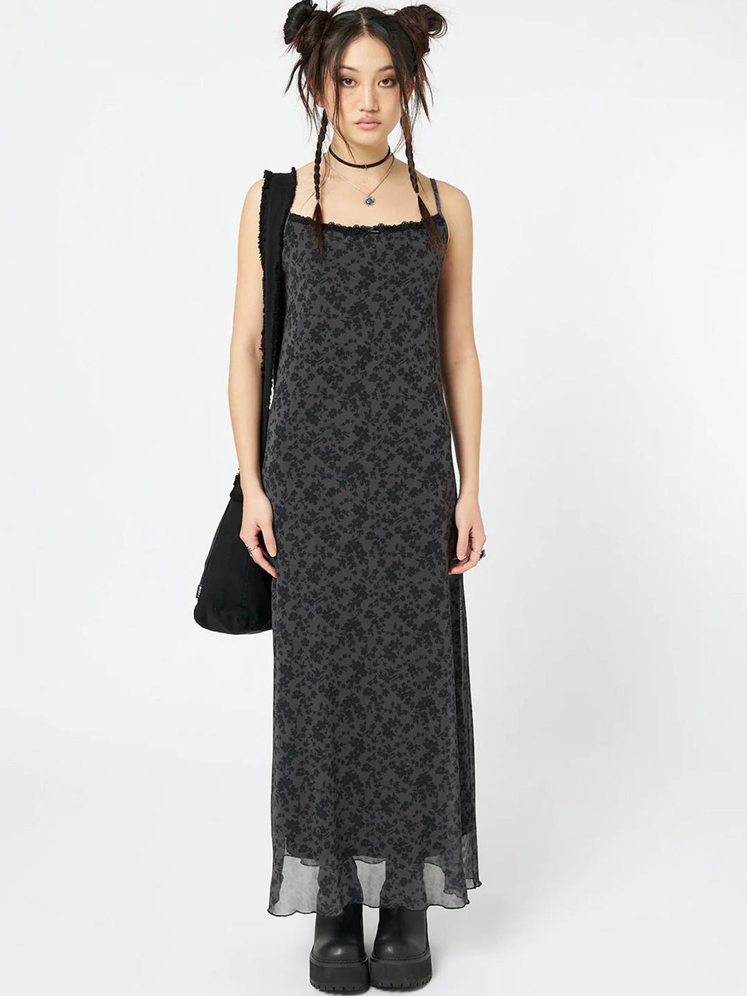 

LULU & SKY Floral Print Maxi Dress, Black