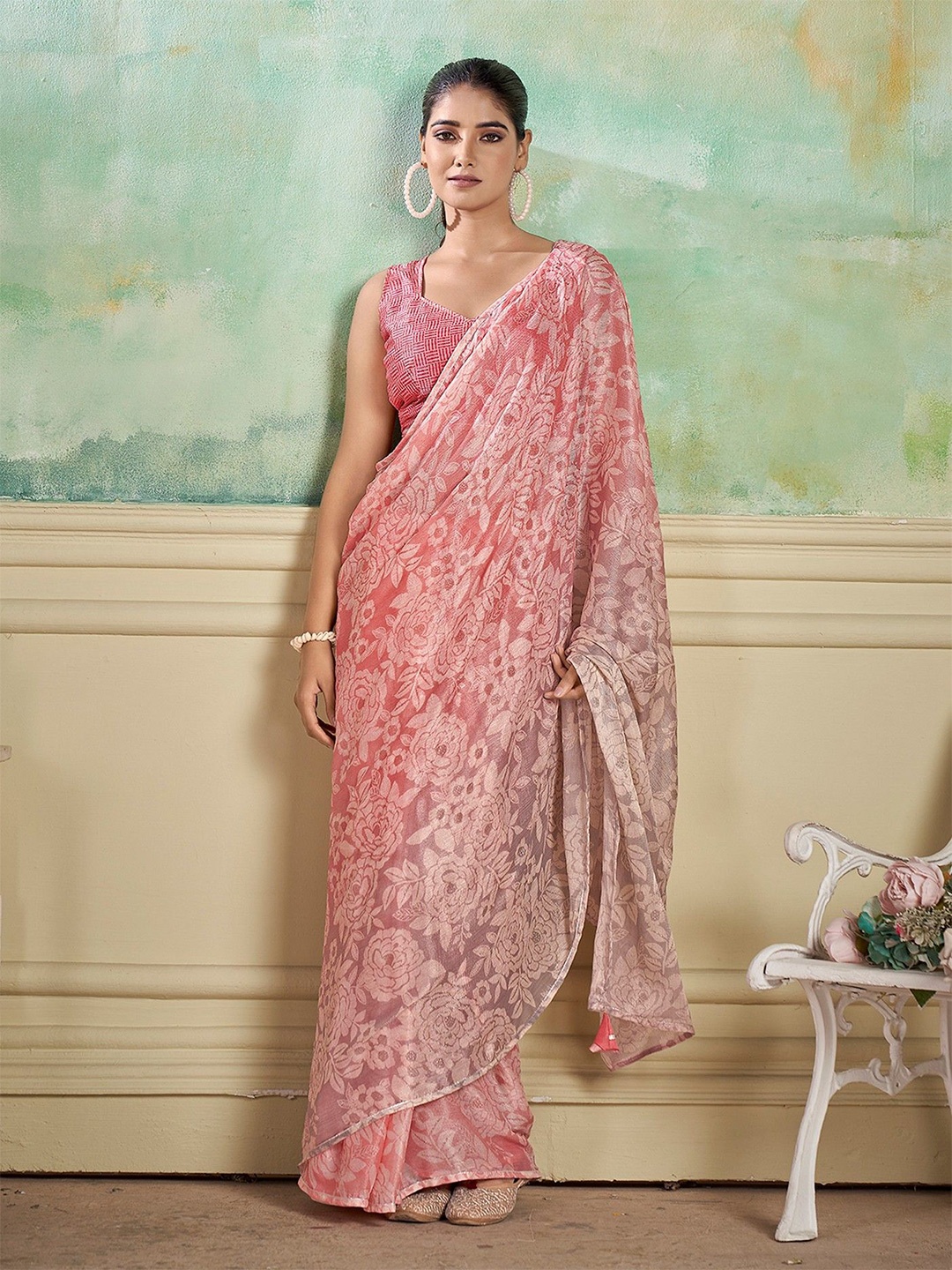 

all about you Floral Saree, Pink