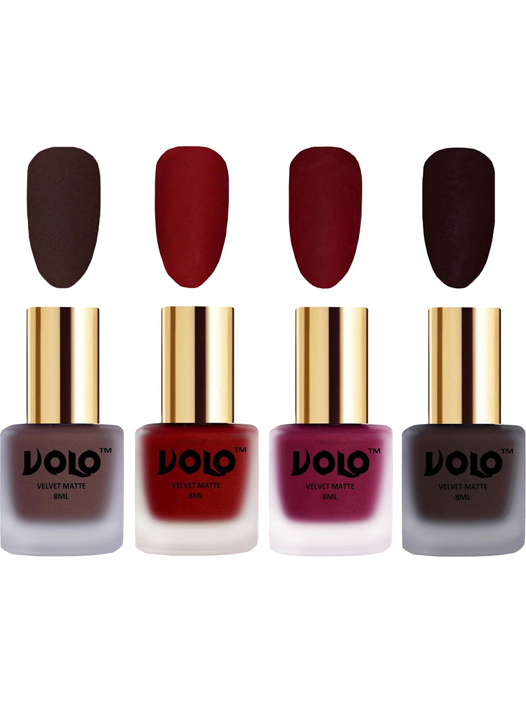 

VOLO Set Of 4 Velvet Matte Nail Polish - 8 ml Each - 2 - 22 - 25 - 45, Red