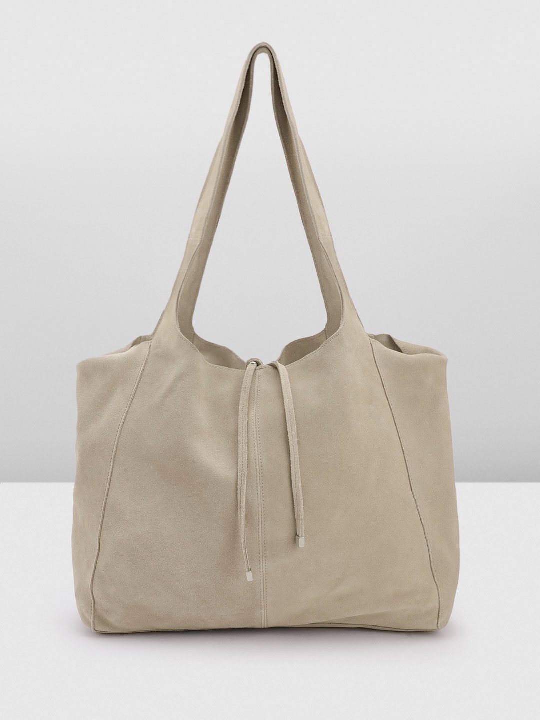 

MANGO Leather Shoulder Bag, Grey