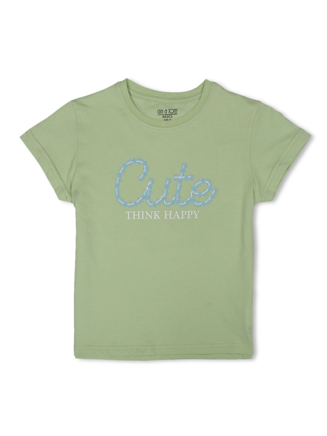 

Gini and Jony Girls Graphic Printed Round Neck Cotton T-Shirts, Green