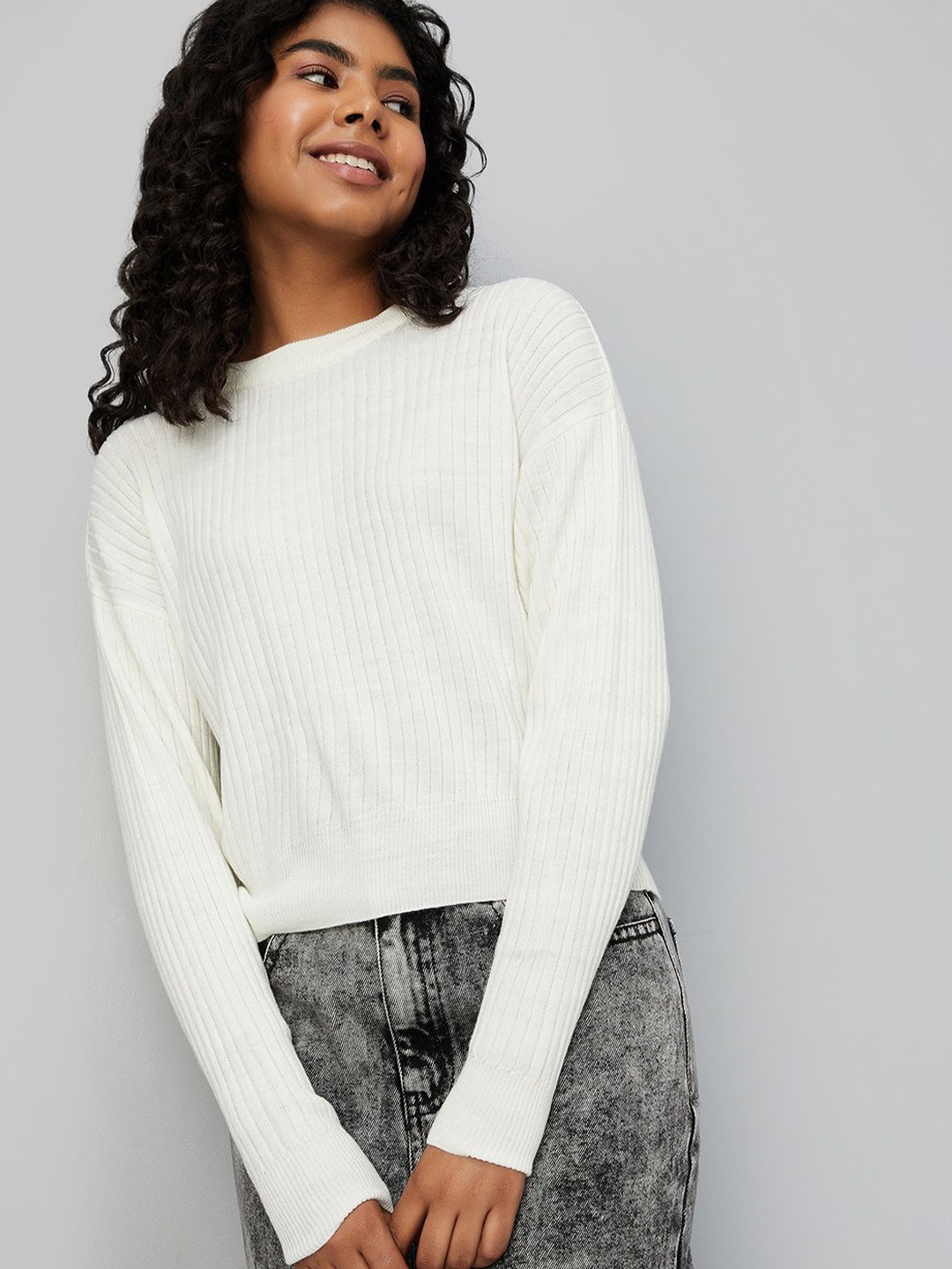 

max Women Ribbed Pullover Sweaters, Off white