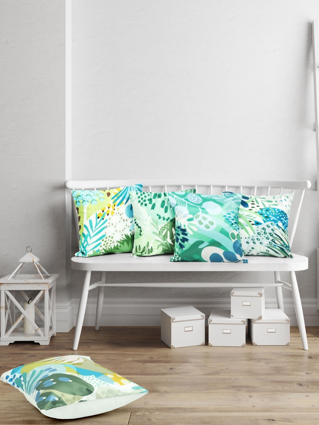 

Vendola Green & White 5 Pieces Floral Printed Square Shaped Cushion Covers