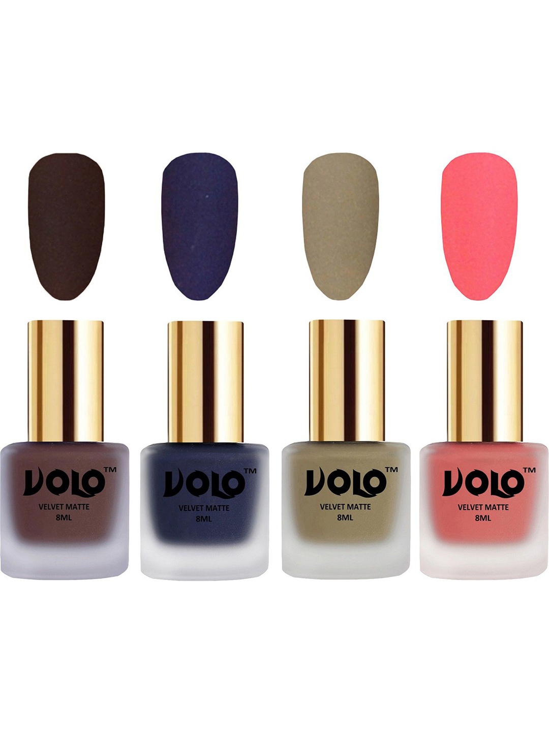 

VOLO Set Of 4 Velvet Matte Nail Polish- 8 ml Each- Shade- 2- 31- 37- 41, Multi