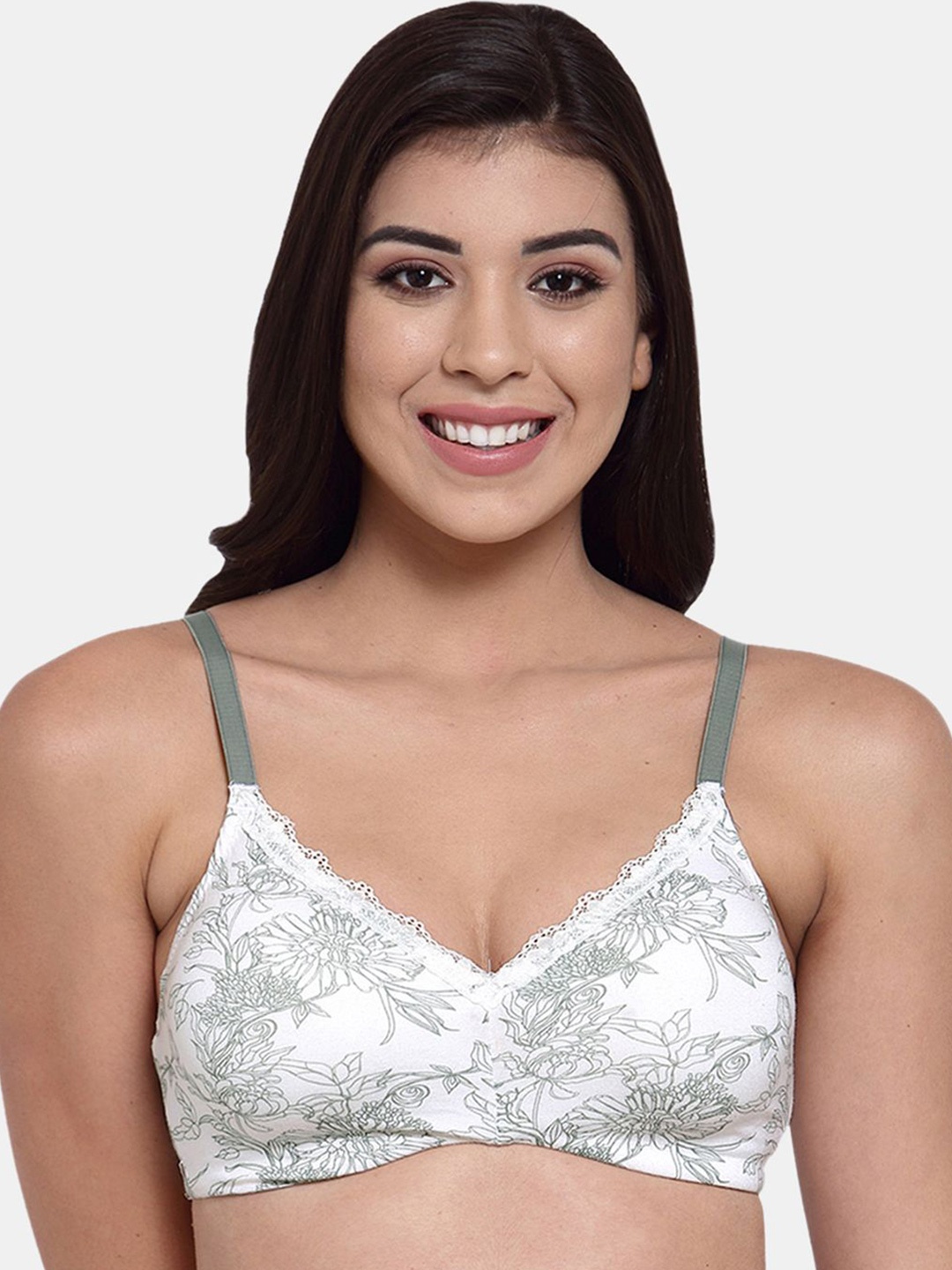 

Inner Sense Floral Bra Full Coverage Lightly Padded, Green