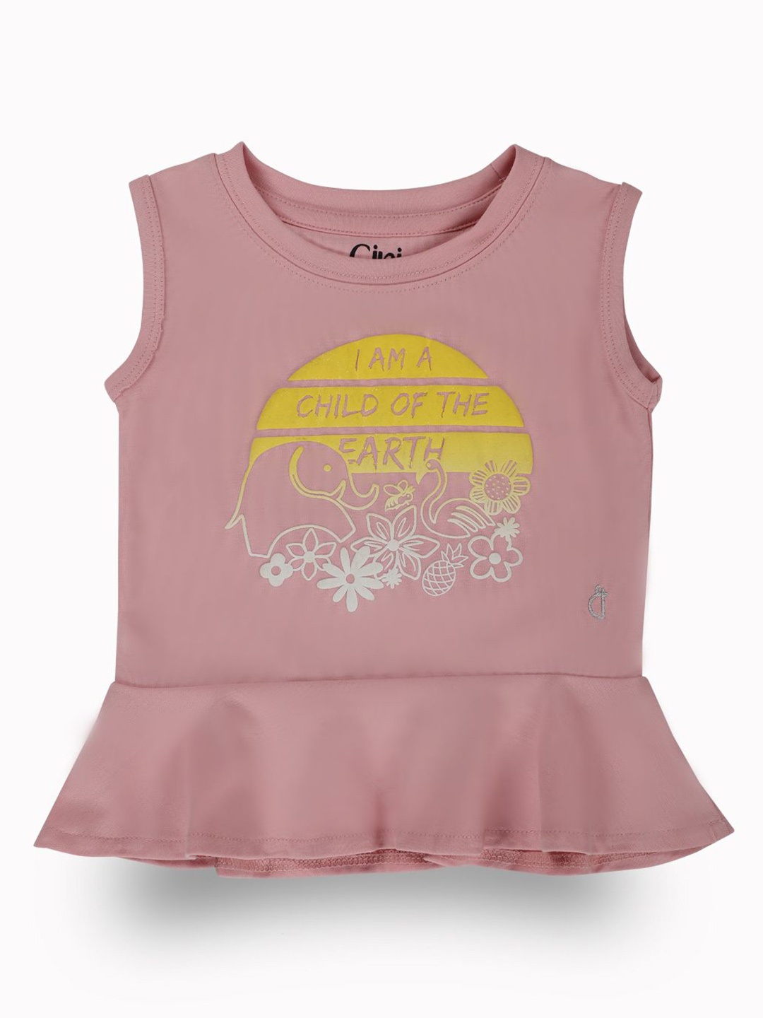 

Gini and Jony Girls Graphic Printed Round Neck Cotton Top, Mauve