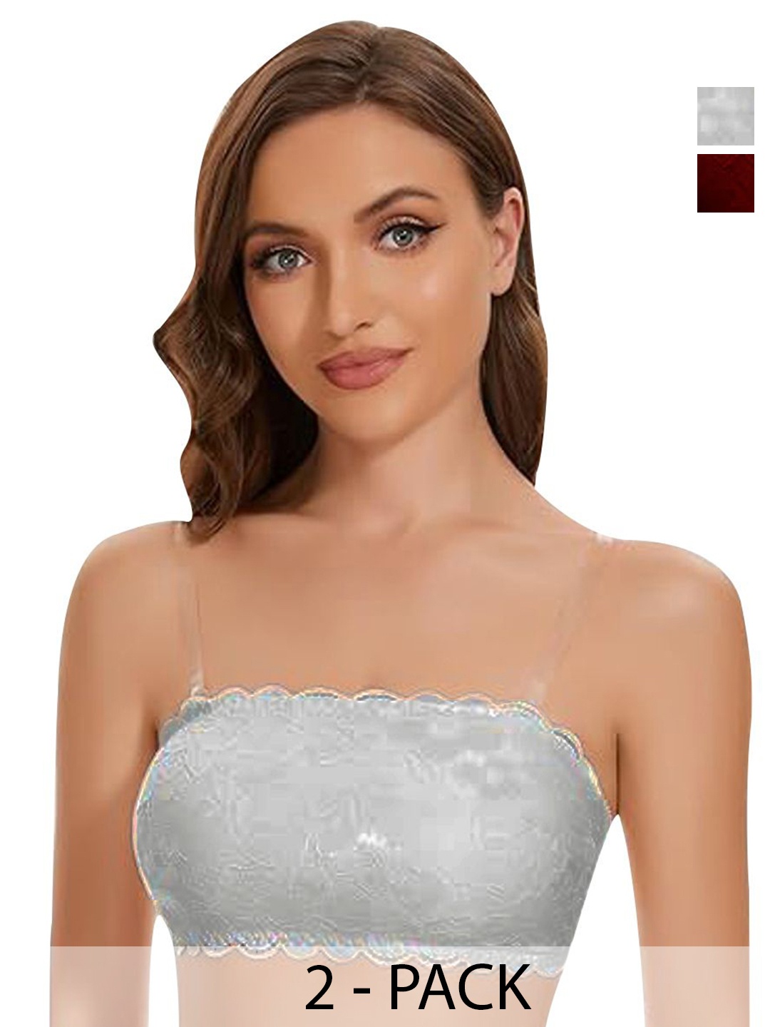 

ComfyStyle Floral Bandeau Bra Full Coverage Lightly Padded, Grey