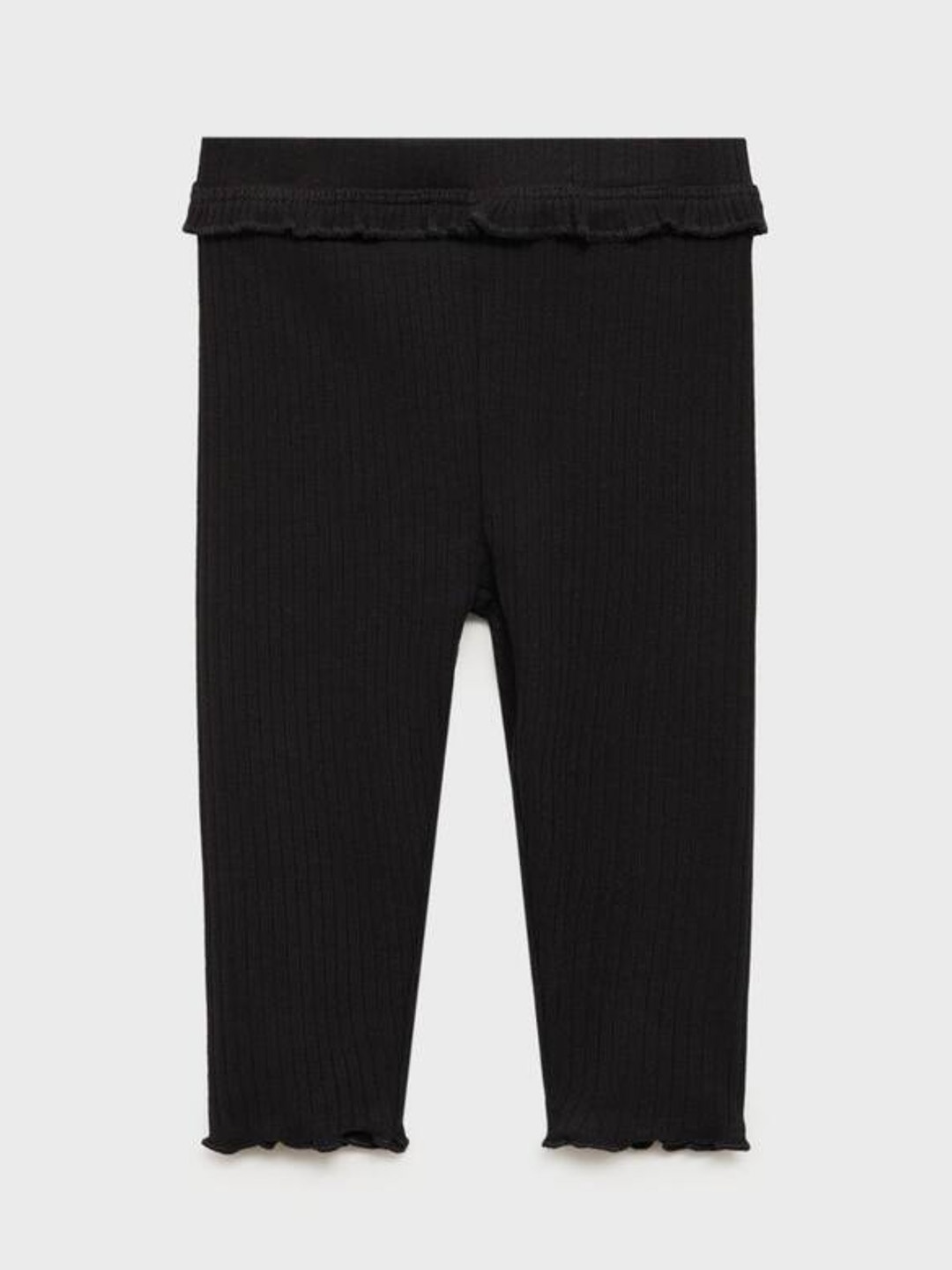 

Mango Kids Infant Girls Mid-Rise Ruffled Ribbed Leggings, Black