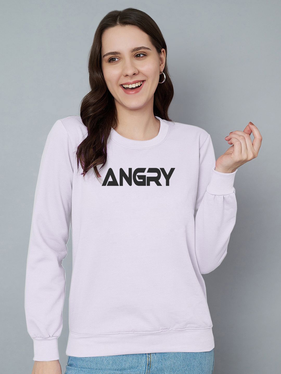 

Trend Level Women Typography Printed Round Neck Pullover Sweatshirt, White