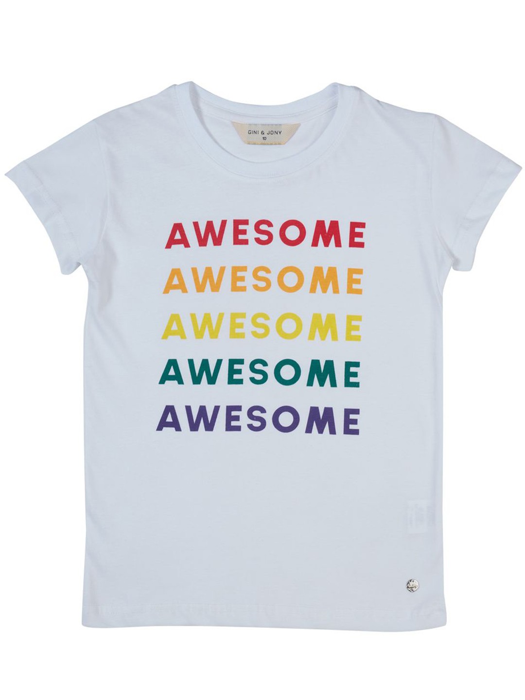 

Gini and Jony Girls Typography Printed Cotton T-shirt, White