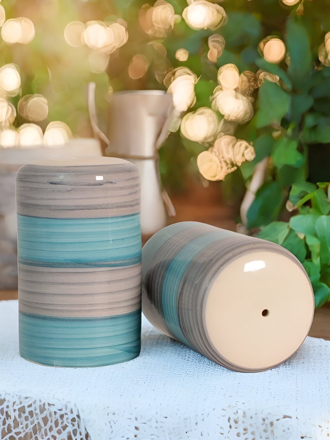 

The Decor Lane Grey & Blue Ceramic Salt and Pepper Shakers