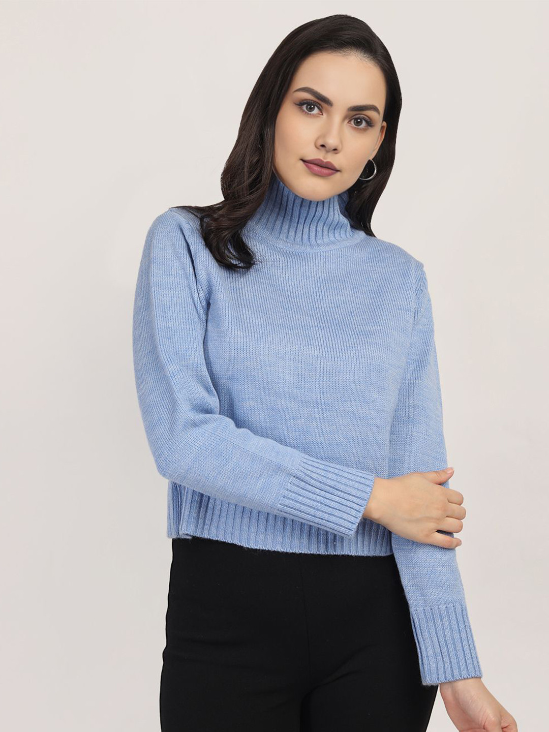 

The Roadster Lifestyle Co Woolen High Neck Pullover Sweater, Blue
