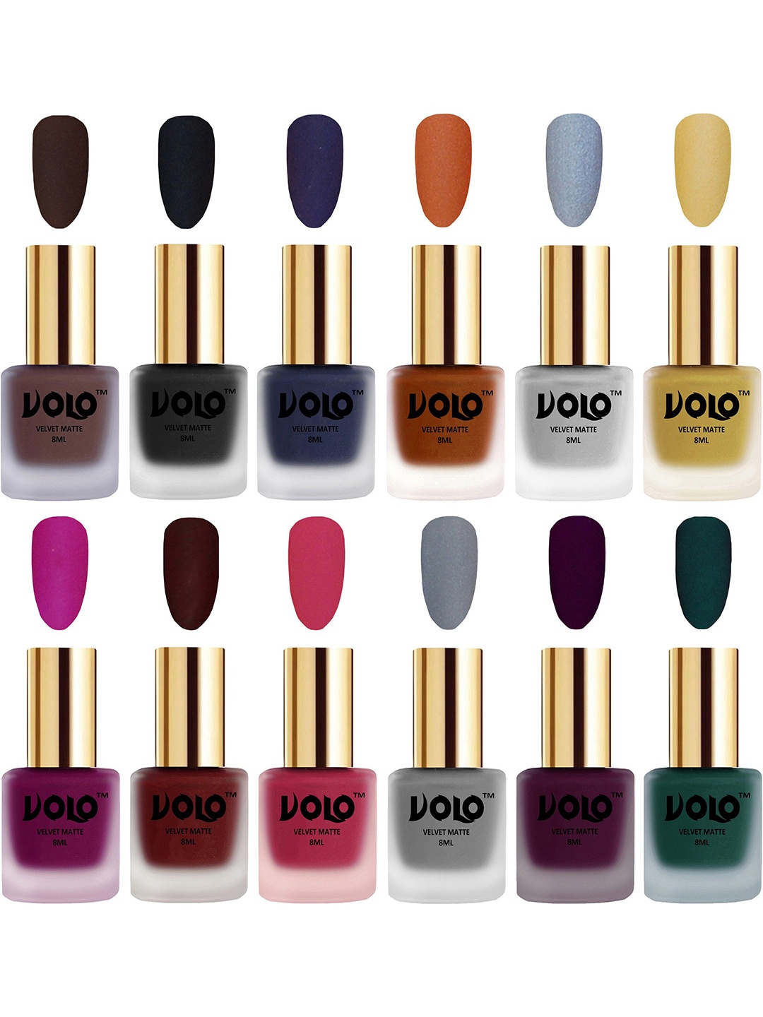 

VOLO Set Of 12 Velvet Matte Nail Polish - 8 ml Each, Magenta