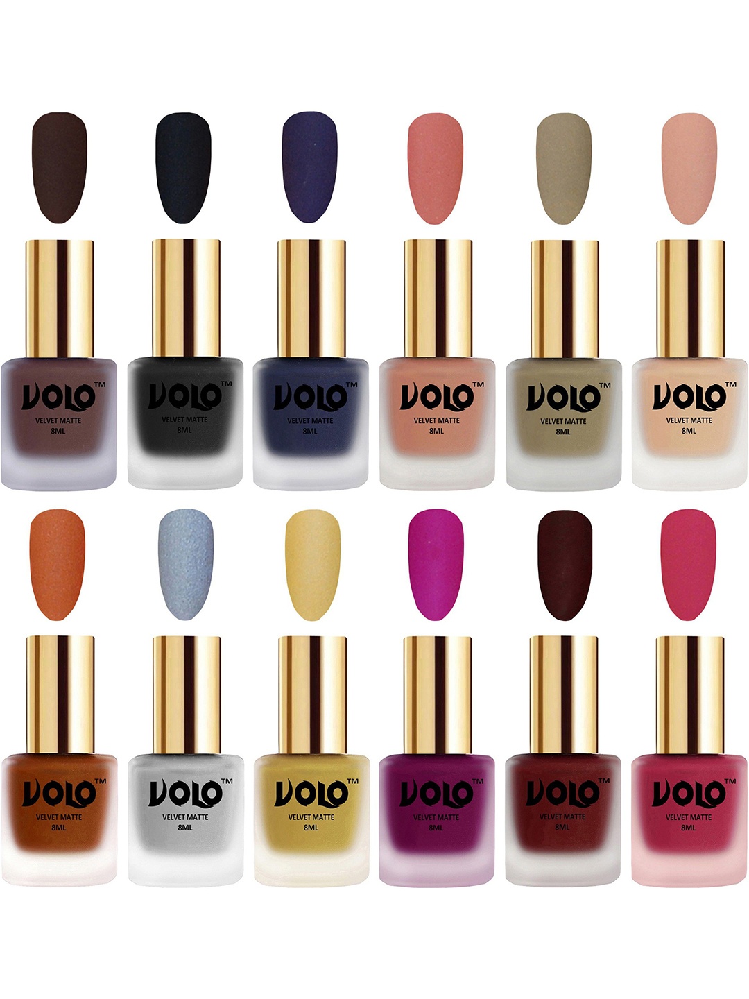 

VOLO Set Of 12 Velvet Matte Nail Polish - 8 ml Each, Multi