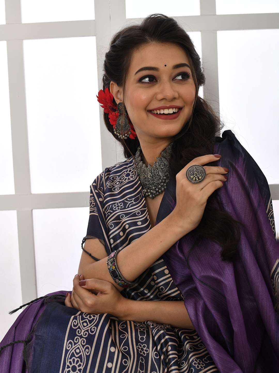 

Kandora Woven Design Pure Silk Saree, Purple