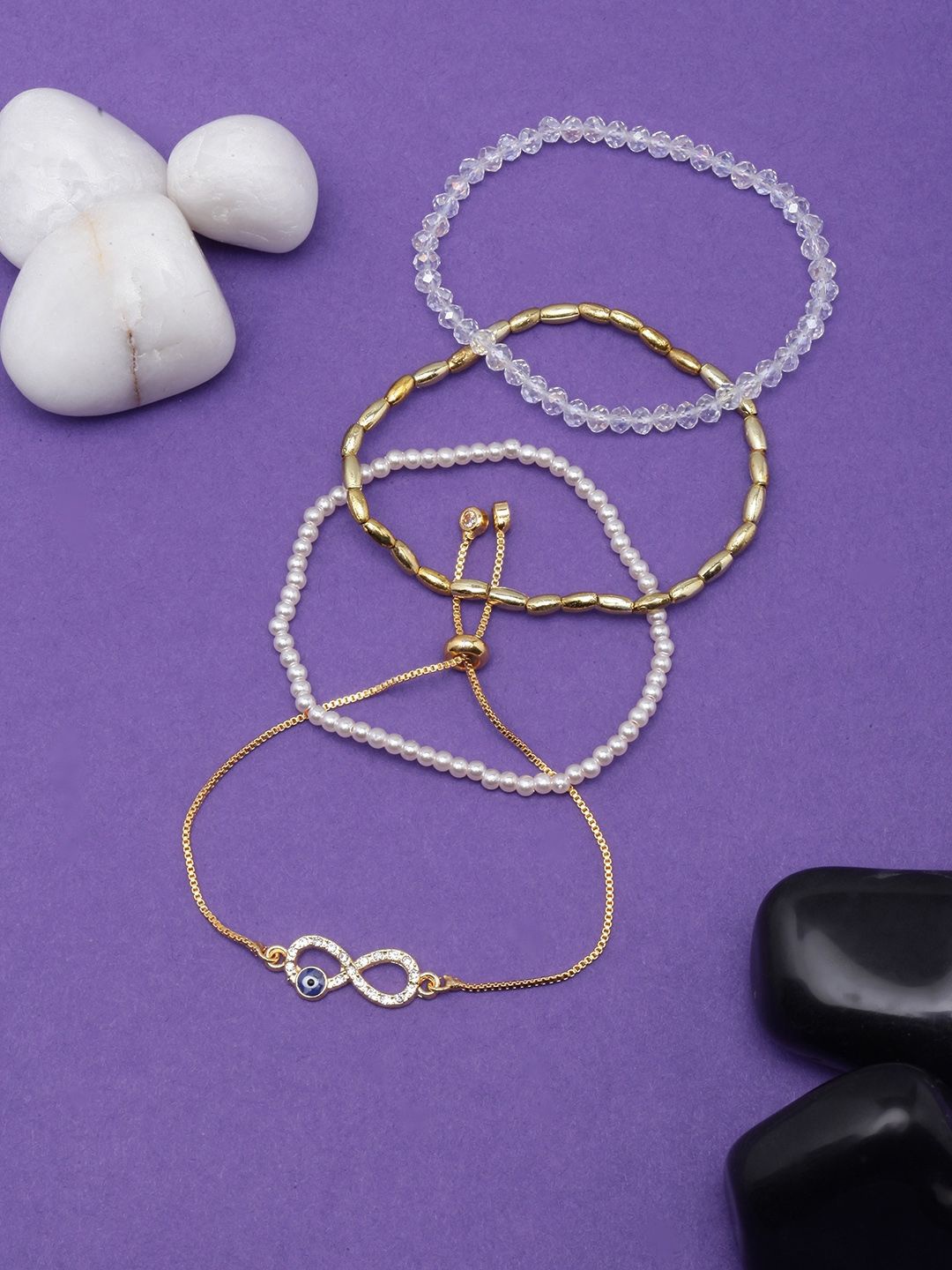 

KPOP Set Of 4 Brass Rose Gold-Plated Bracelet