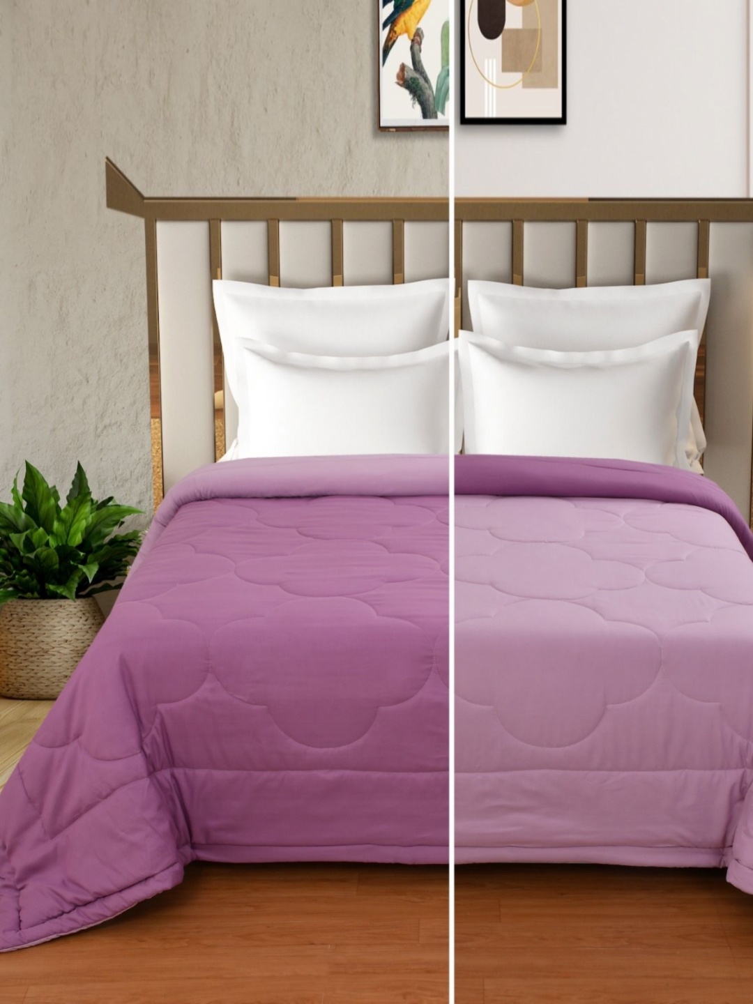 

MallowWorld Purple Geometric Microfiber Mild Winter 150 GSM Single Bed Comforter