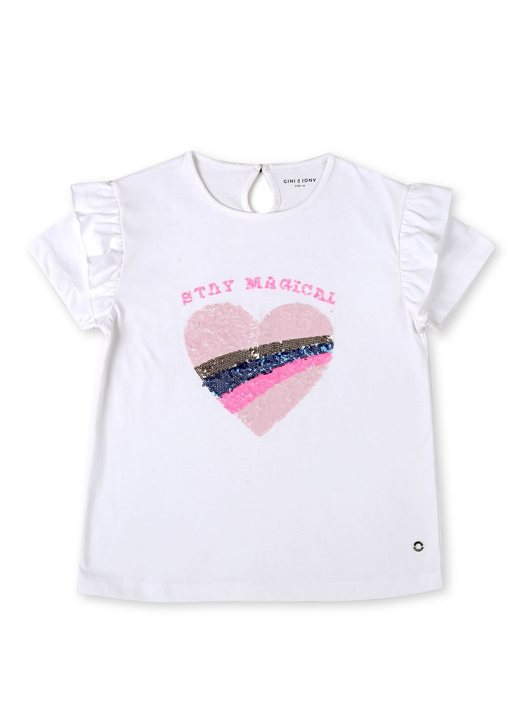 

Gini and Jony Girls Embellished Round Neck Cotton Top, White