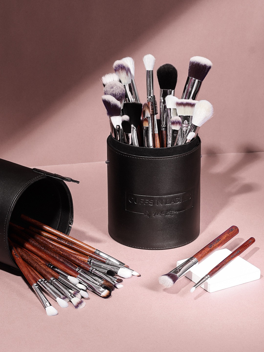 

CUFFS N LASHES 44Pcs Makeup Brush Set with Box, Brown