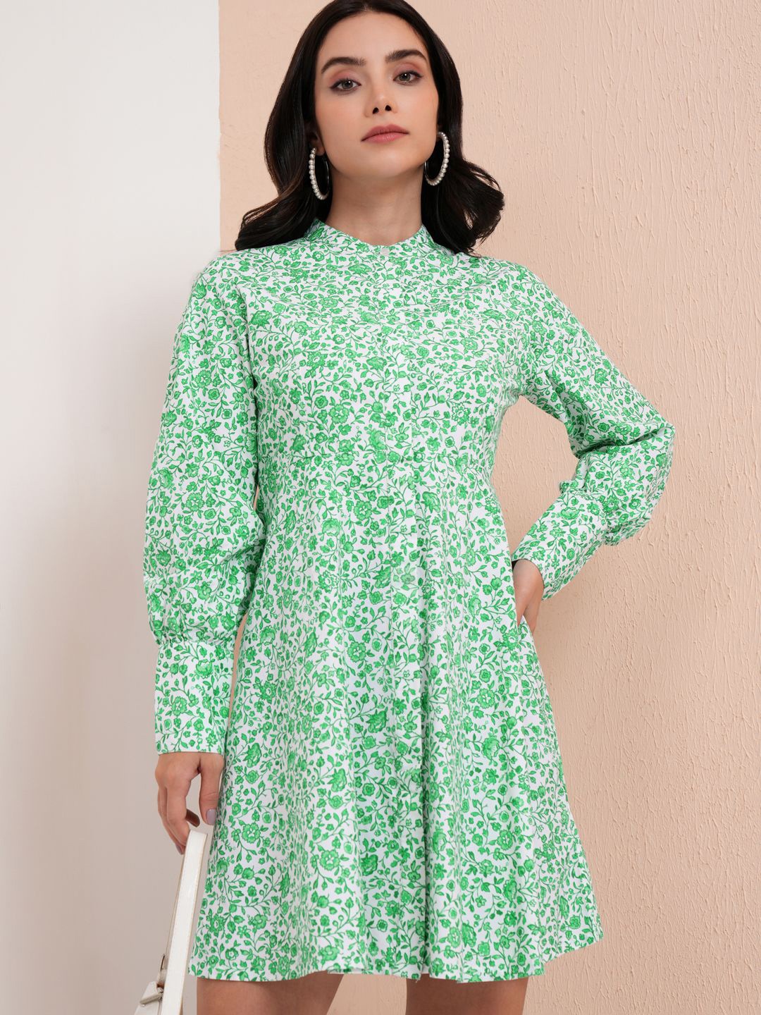 

Tokyo Talkies Women Floral Print A-Line Mini Dress, White