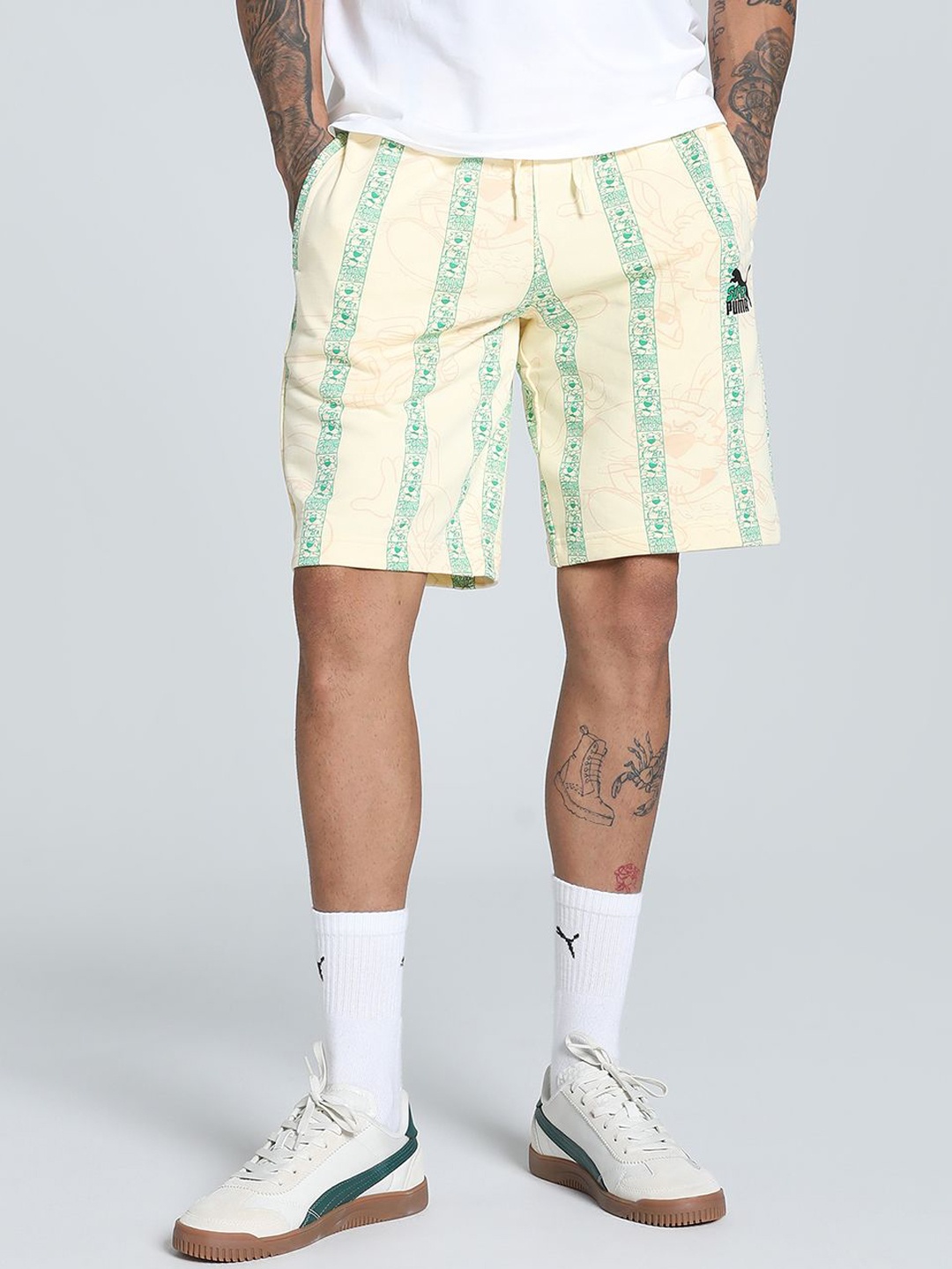 

Puma Men Super Puma Printed Regular Fit Shorts, Yellow