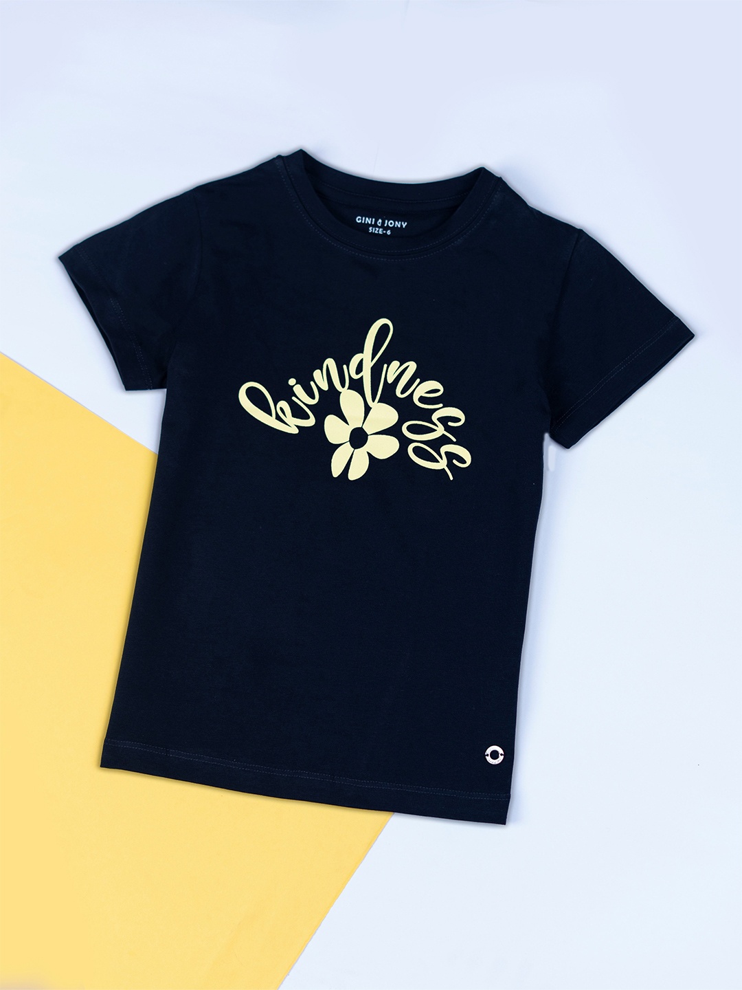 

Gini and Jony Girls Graphic Printed Cotton T-shirt, Navy blue