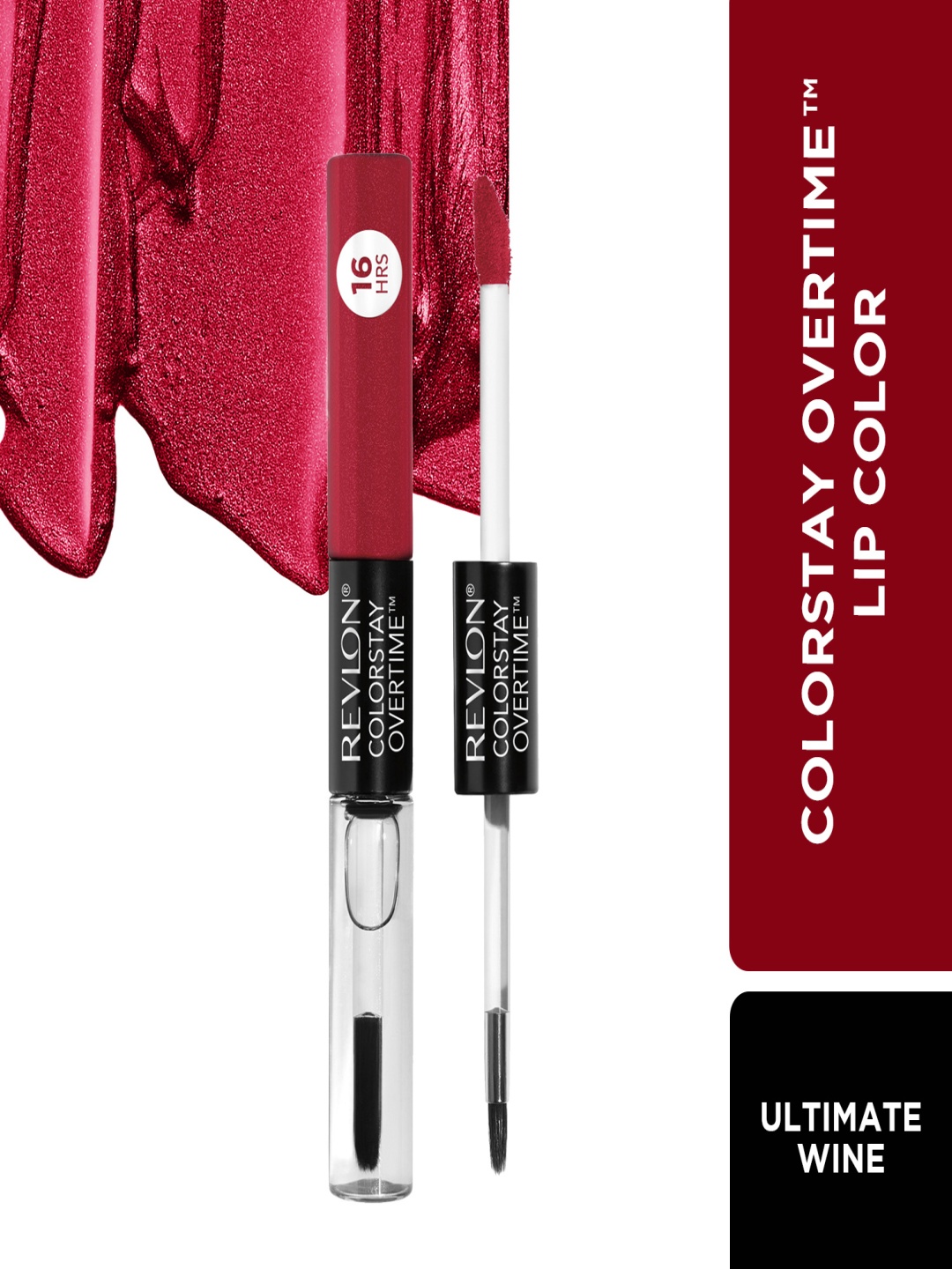 

Revlon Colorstay Overtime Longwear Lipcolor with Clear Shine Top Coat- Ultimate Wine 140, Red