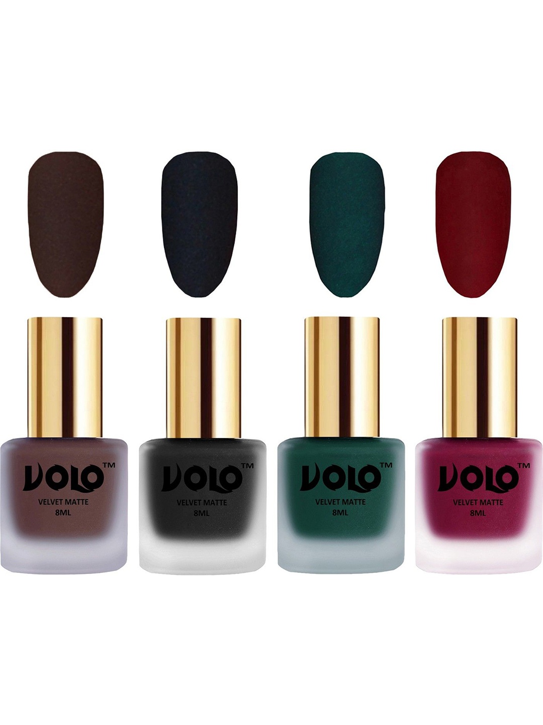 

VOLO Set Of 4 Velvet Matte Nail Polish- 8 ml Each- Shade- 2- 5- 12 -25, Multi