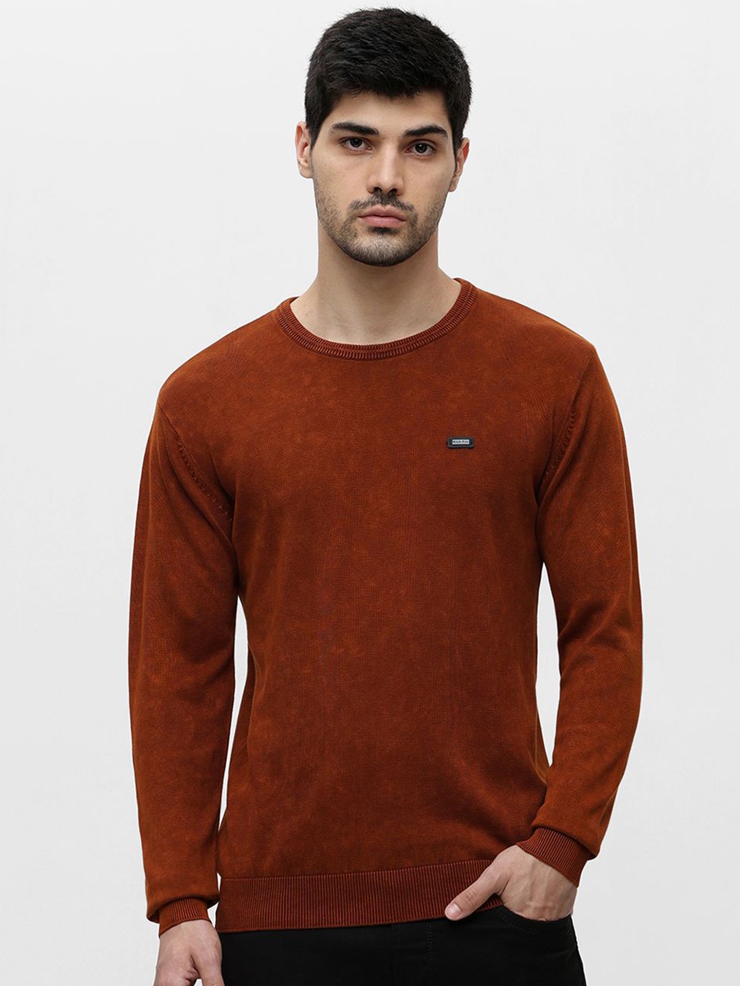 

Klub Fox Men Round Neck Pullover Cotton Sweater, Brown