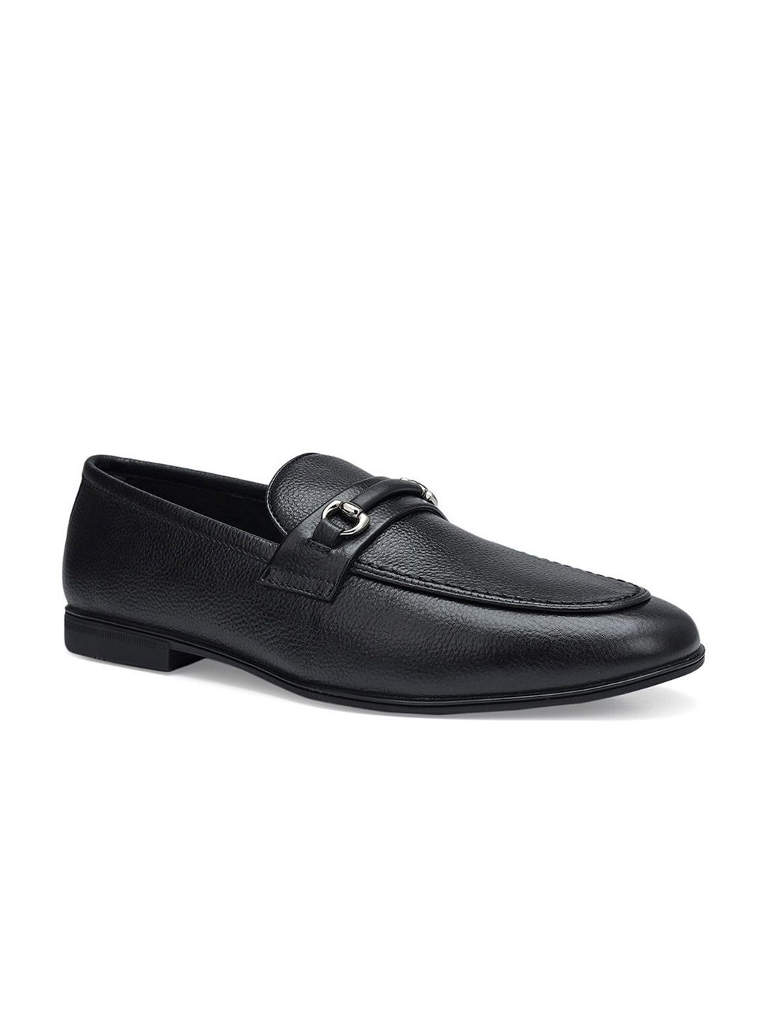 

ROSSO BRUNELLO Men Textured Leather Formal Loafers, Black