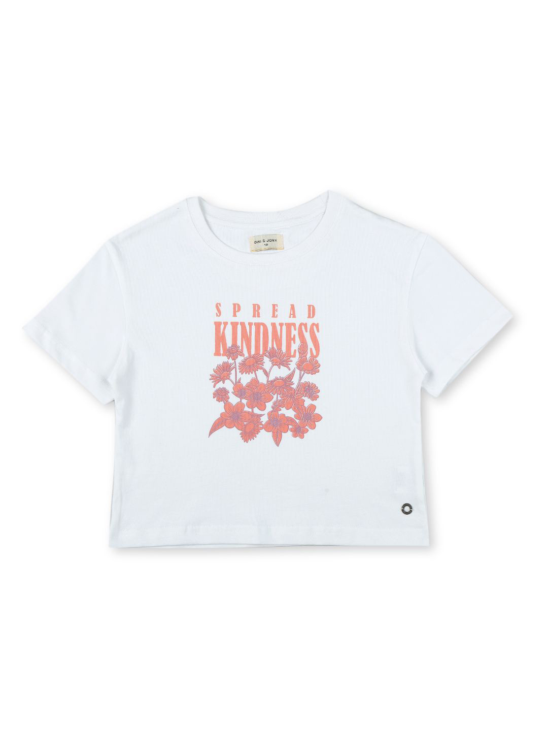 

Gini and Jony Girls Graphic Printed Round Neck Cotton Top, White