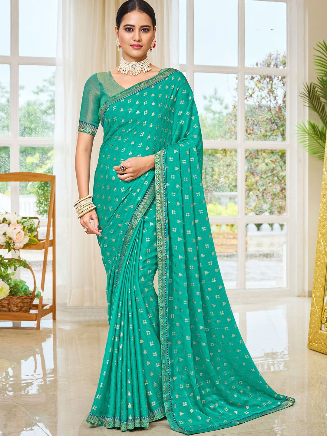 

Laxmipati Abstract Printed Designer Saree, Green