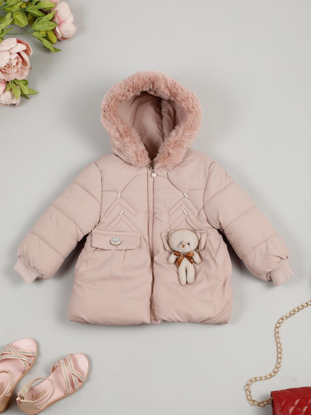 

LITTLE GINNIE Girls Insulator Outdoor Quilted Jacket, Pink