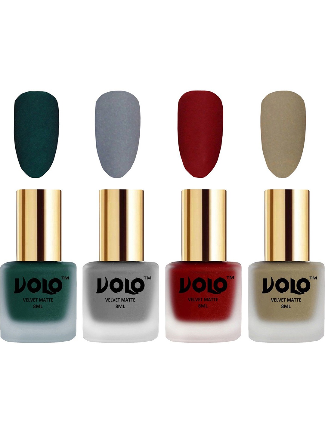 

VOLO Set Of 4 Velvet Matte Nail Polish- 8 ml Each- Shade- 12- 20- 22- 37, Multi