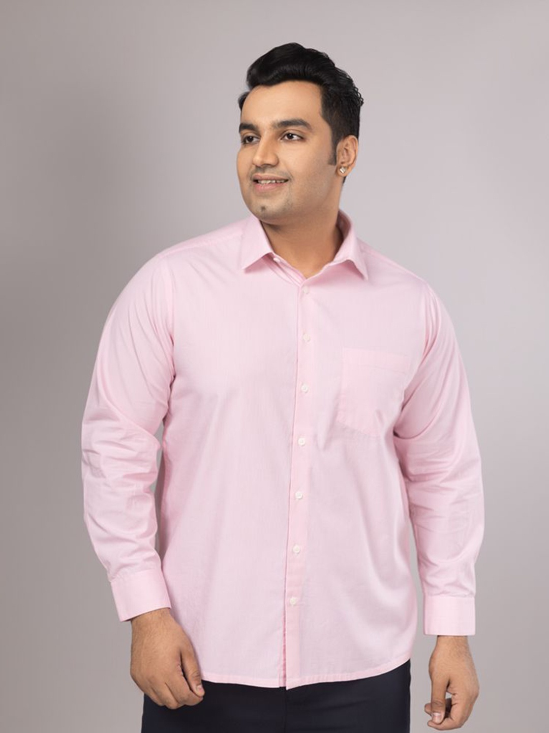 

Sizeupp Men Plus Size Comfort Spread Collar Pinstripes Striped Cotton Formal Shirt, Pink