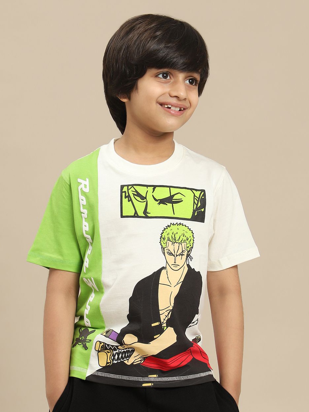 

Kids Ville Boys One Piece Graphic Printed Pure Cotton Tshirt, Green