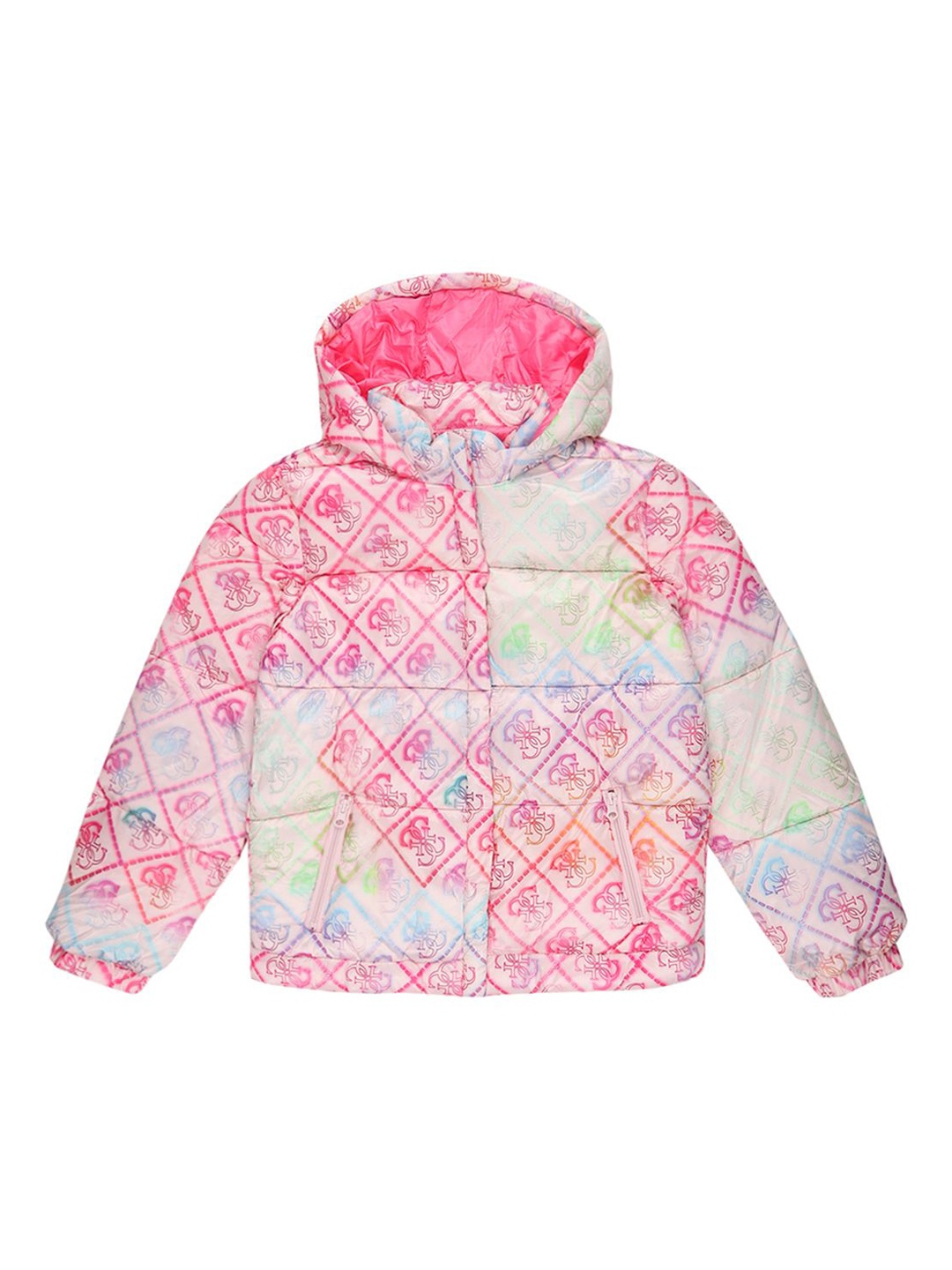 

GUESS kids Girls Printed Quilted Jacket, Pink