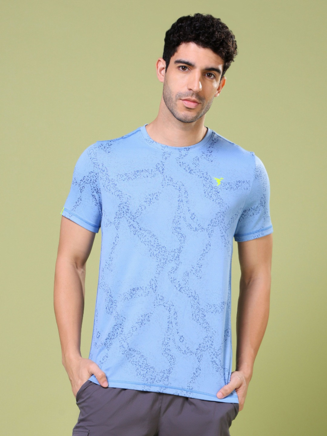 

Technosport Men Abstract Printed UPF50 Slim Fit T-shirt, Blue