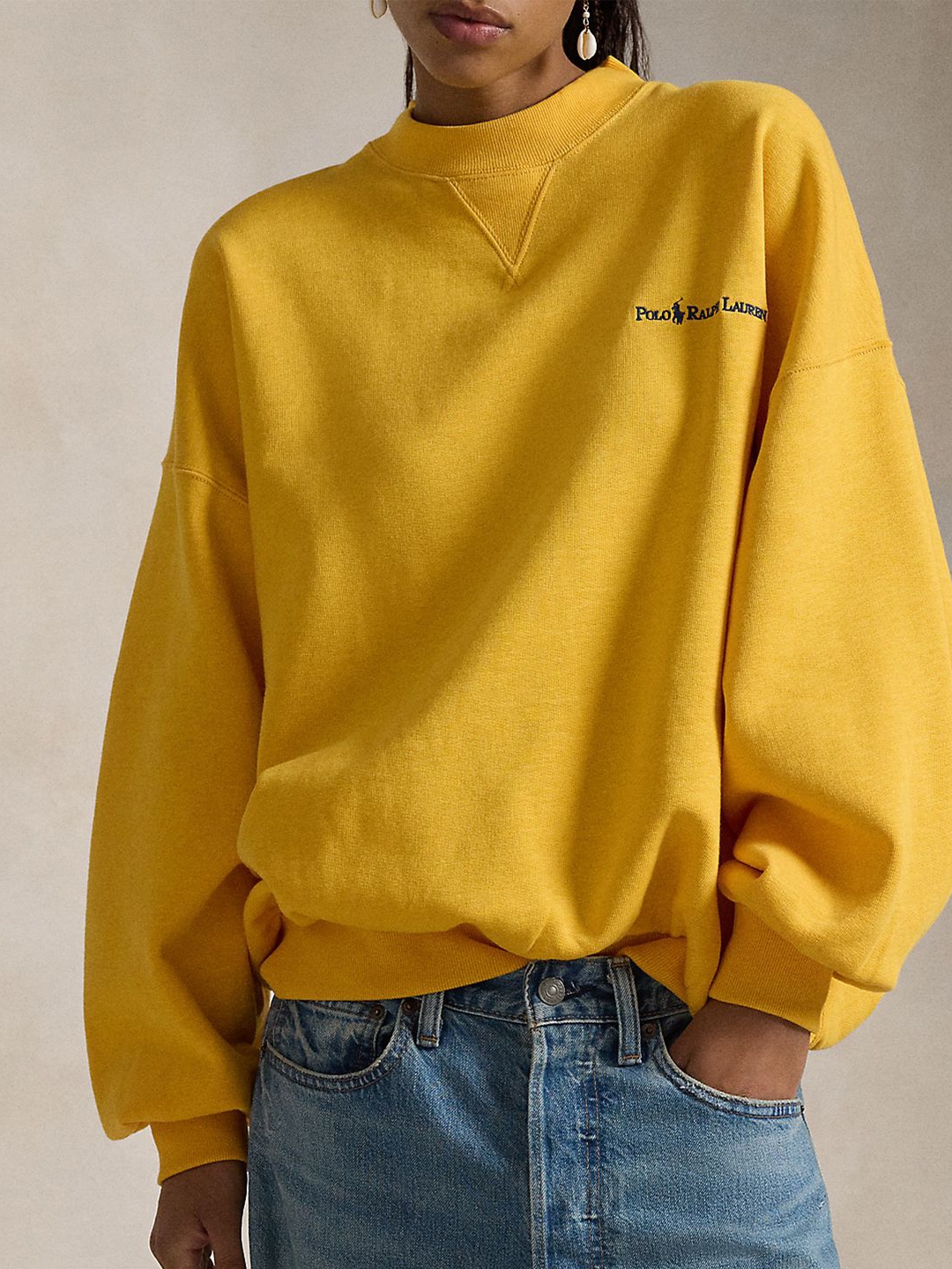 

Polo Ralph Lauren Women Solid Oversized Pullover Sweatshirt, Yellow
