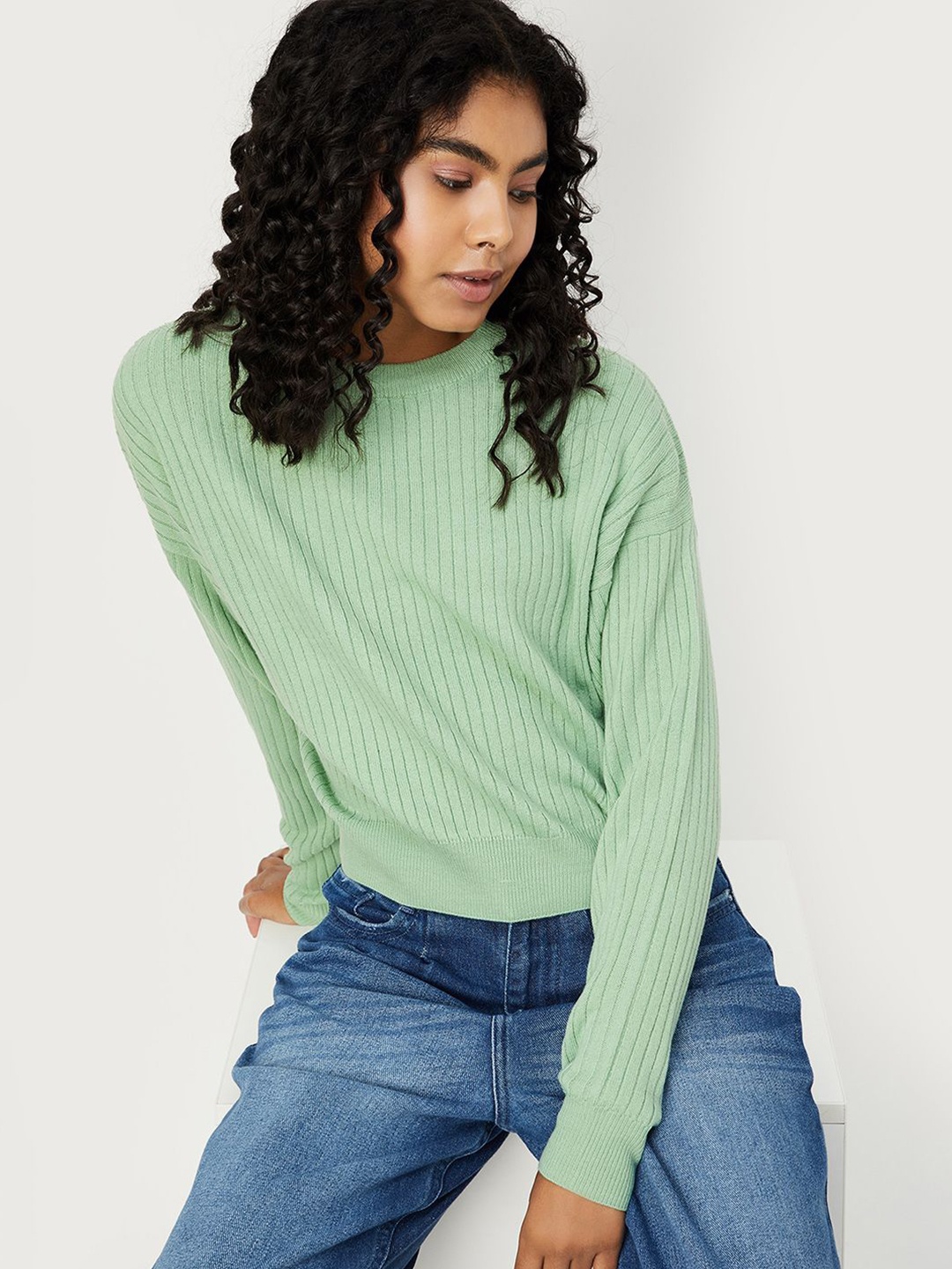 

max Women Striped Long Sleeves Pullover, Orange