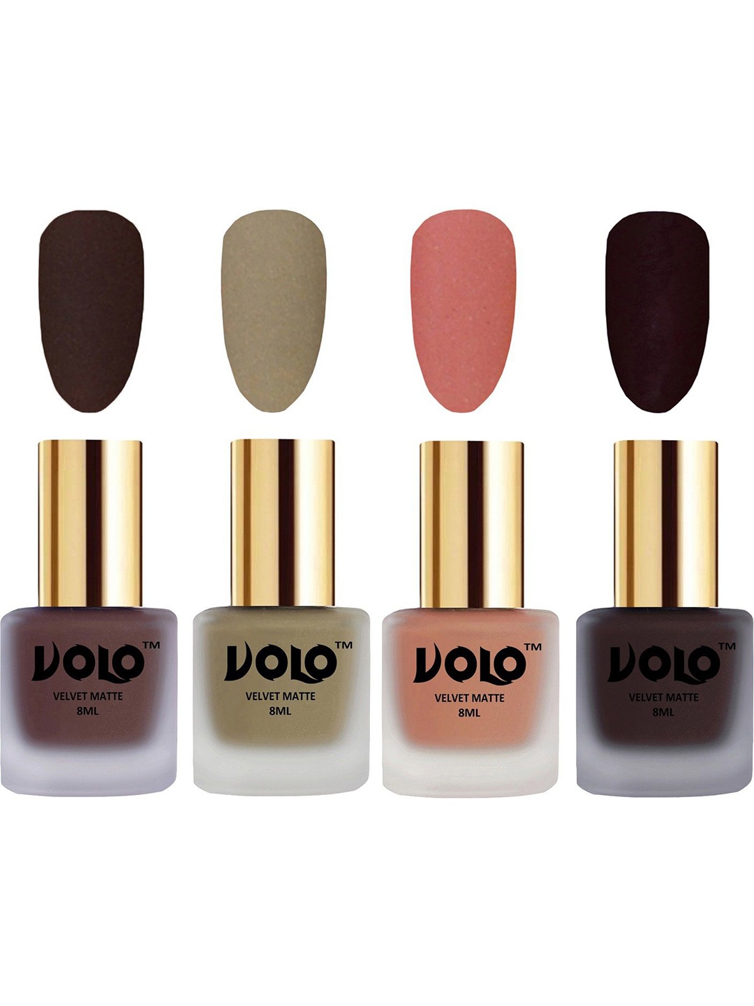 

VOLO Set Of 4 Velvet Matte Nail Polish- 8 ml Each- Shade- 2- 37- 38- 45, Multi