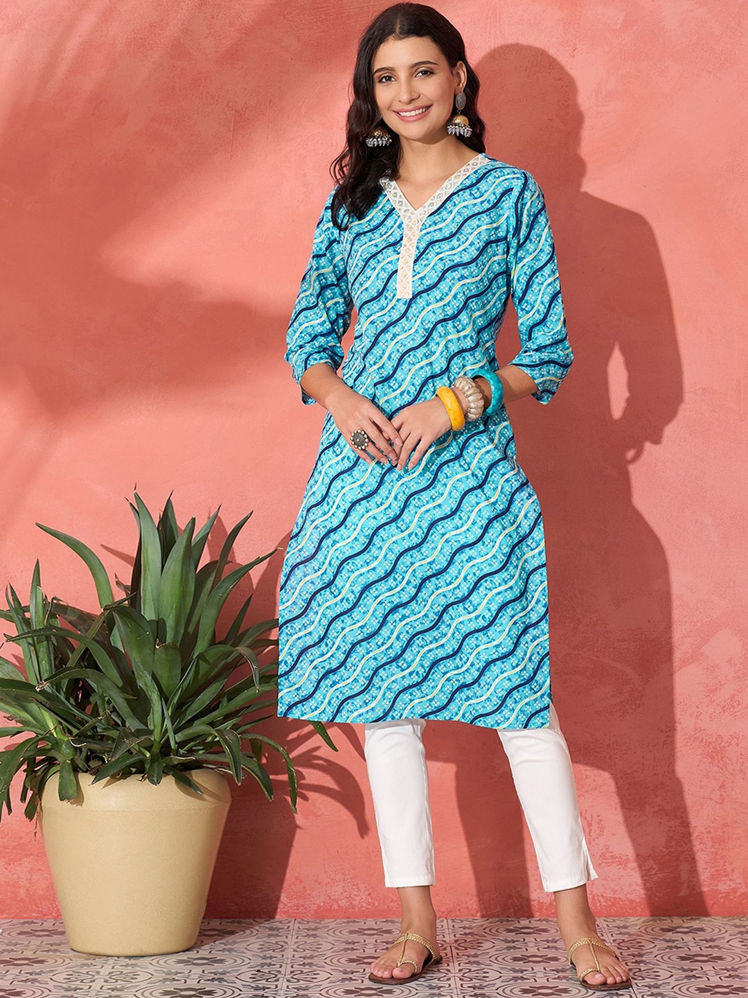 

Sangria Printed Straight Kurtas, Blue